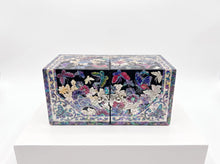 Midnight butterfly mother-of-pearl double jewellery box on dark abalone ground – PEUM