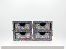 Midnight butterfly double jewellery box, drawers open front view – PEUM