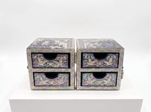 Paired phoenix double jewellery box, drawers open front view – PEUM