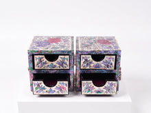 Peony garden jewellery box, drawers open front view – PEUM