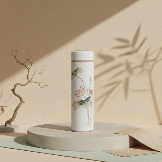 Jang-i Lotus (연꽃) White Mother of Pearl Tumbler (450ml)