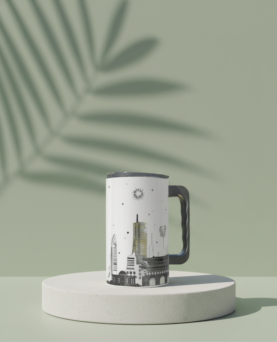 Jang-i Seoul City Mug – Gwanghwamun and Namsan Tower Motif | PEUM Korean Houseware