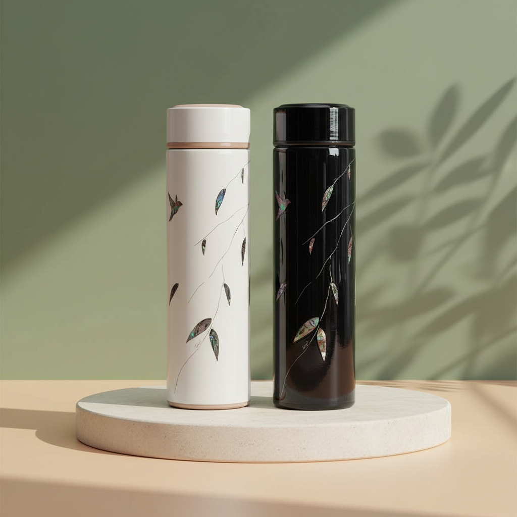 Jang-i Willow Tree Tumbler – Black Finish, Front View | PEUM Korean Houseware