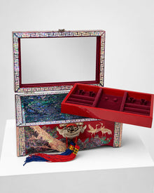 Songhak red lacquer jewellery box with removable velvet tray – PEUM