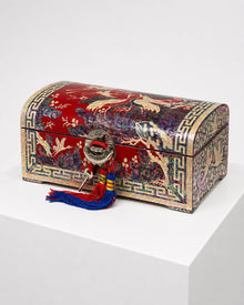 Songhak two-tier jewellery box in scarlet mother-of-pearl with crane and pine inlay – PEUM