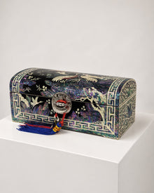 Black Songhak crane pair jewellery box, angled view – PEUM
