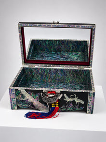 Songhak crane pair jewellery box with nacre-lined lower tier – PEUM