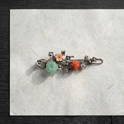 Tricolor Plum Blossom Hairpin – Pin Mechanism Close-Up | PEUM Korean Houseware