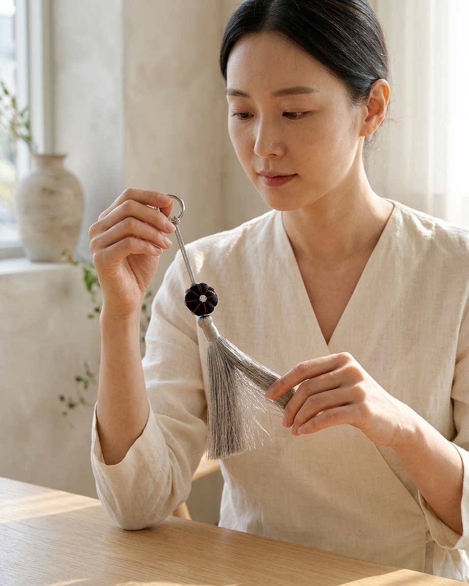 Pumpkin Knot Norigae Monochrome – Artisan Yun Ina Studio | PEUM Korean Houseware