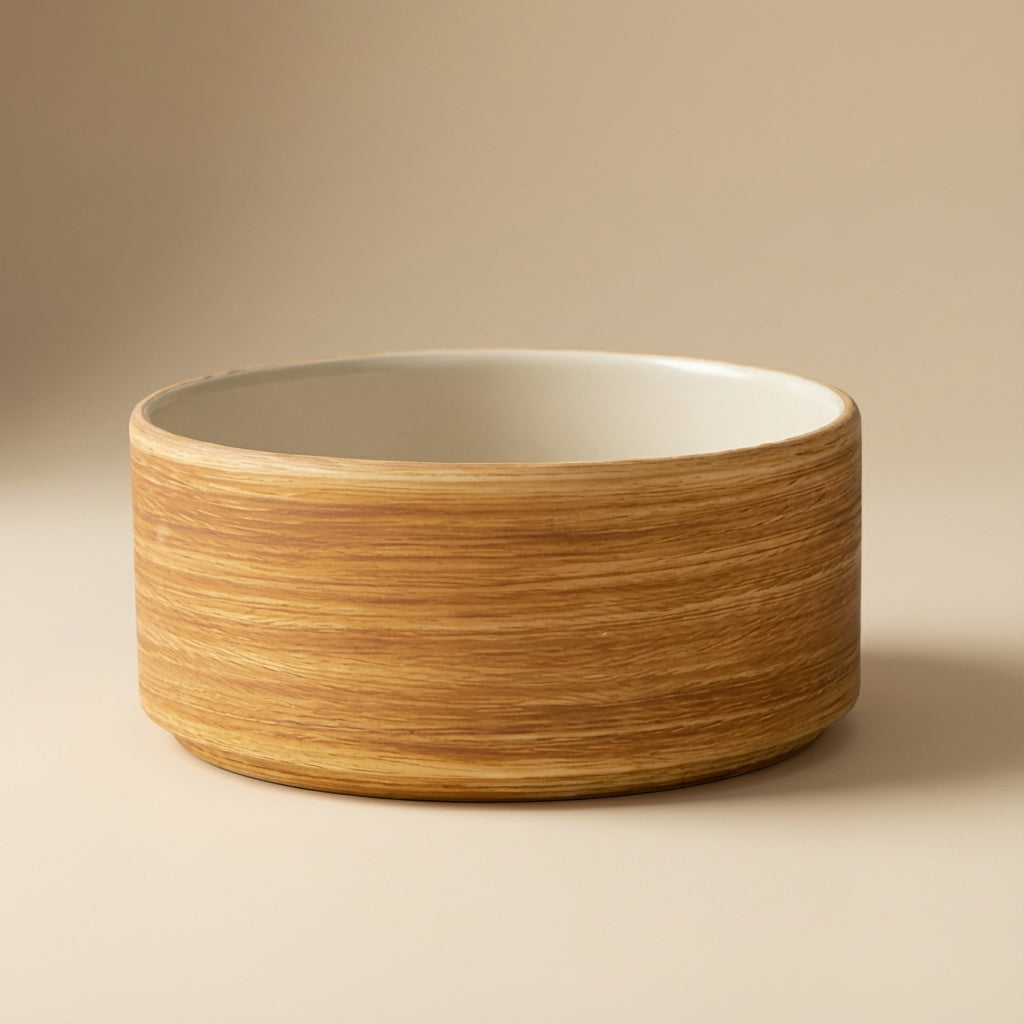 Straight Soup Bowl Wood Grain 12.5cm – Front view Guk-daejeop form | PEUM Korean Houseware