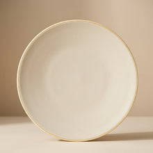 Medium Plate Wood Grain 24.5 cm – Side Profile, Stoneware Form | PEUM Korean Houseware